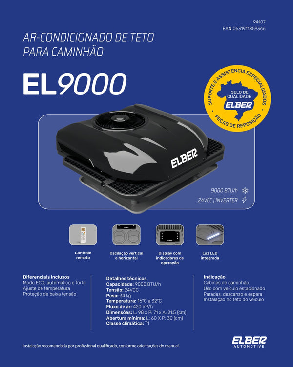 Ar-Condicionado de Teto Elber EL9000 Inverter 9000 BTUs 24V - ficha do lançamento Elber