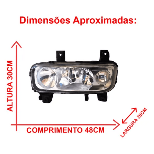 Farol Principal Mercedes-Benz Atego (2004 a 2013) - Lente Lisa - Orgus