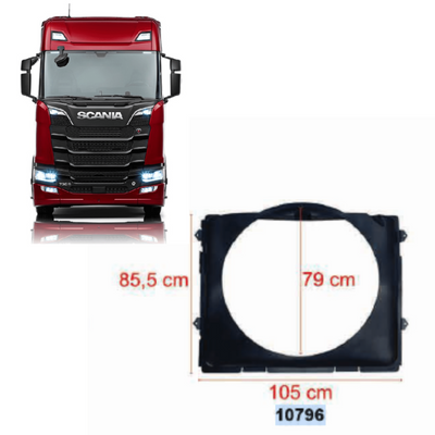 Defletor do radiador Scania NTG (após 2019) - Modelo Diâmetro Interno Menor