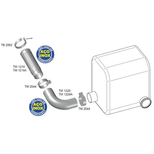 Tubo Flexível 4.1/2” MAN TGX 2017/2020 - Euro 5 (Saída Lado Direito) (Todo em Inox)