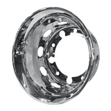 Calota Protetor de Roda Traseira Inox Furo Oval Chanfrada (Aro 22,5 / Pneu 275) - Par