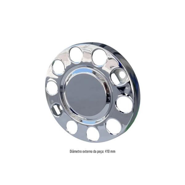 Par Calota de Roda Dianteira Euro Truck aro 20 / 22,5 mm - 10 Furos