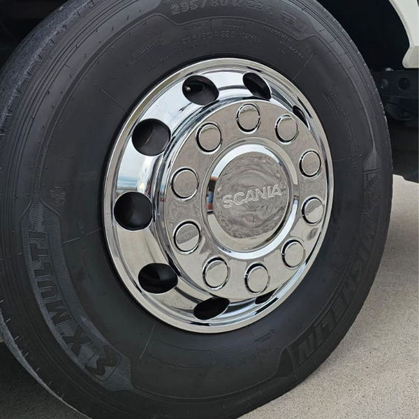 Par Calota de Roda Dianteira Euro Truck aro 20 / 22,5 mm - 10 Furos