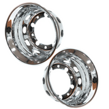 Calota Protetor de Roda Traseira Inox Furo Oval Chanfrada (Aro 22,5 / Pneu 275) - Par