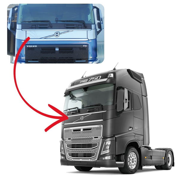 Acabamento de Inox Inteiriço da Grade do Conjunto do Volvo FH ano 2015